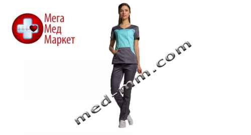 Купить Медицинский костюм Сидней мятный/серый №1005 цена, характеристики, отзывы